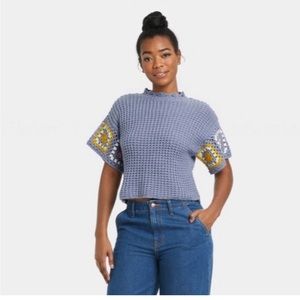 Universal Thread Crewneck Crochet Pullover Sweater